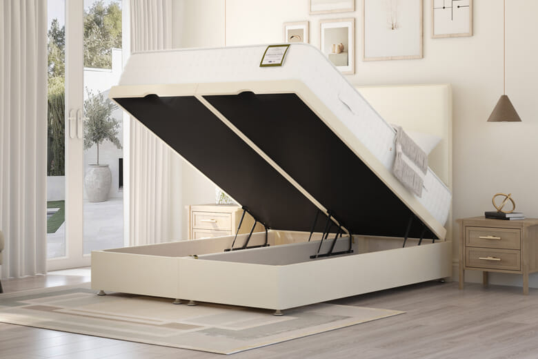 Highgrove Ashbourne Ortho 2000 Pocket Natural Mattress + Ottoman Divan Bed, Mink, End Ottoman, Double