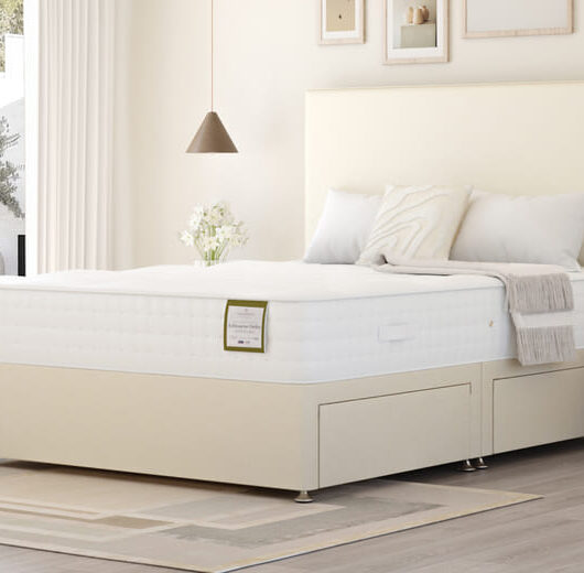 Highgrove Ashbourne Ortho 2000 Pocket Natural Mattress + Premium Divan Bed, Teal, 4 Drawer, King Size