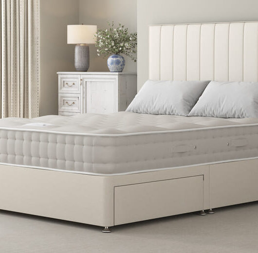 Hypnos Natural Sanctuary Ortho Mattress + Premium Divan Bed, Teal, 4 Drawer, Double
