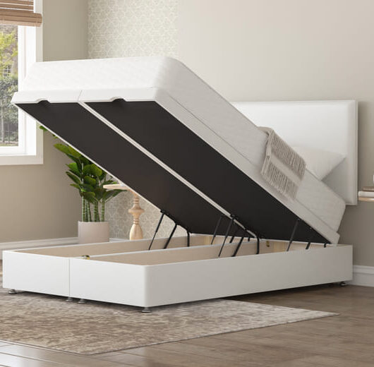 Jasmine Traditionally Sprung Mattress + Ottoman Divan Bed, Mink, End Ottoman, Small Double