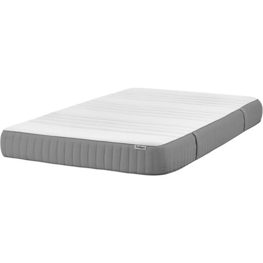 Memory Foam Mattress White with Grey Fabric Polyester EU Small Double Size Medium Removable Cover WHISPER