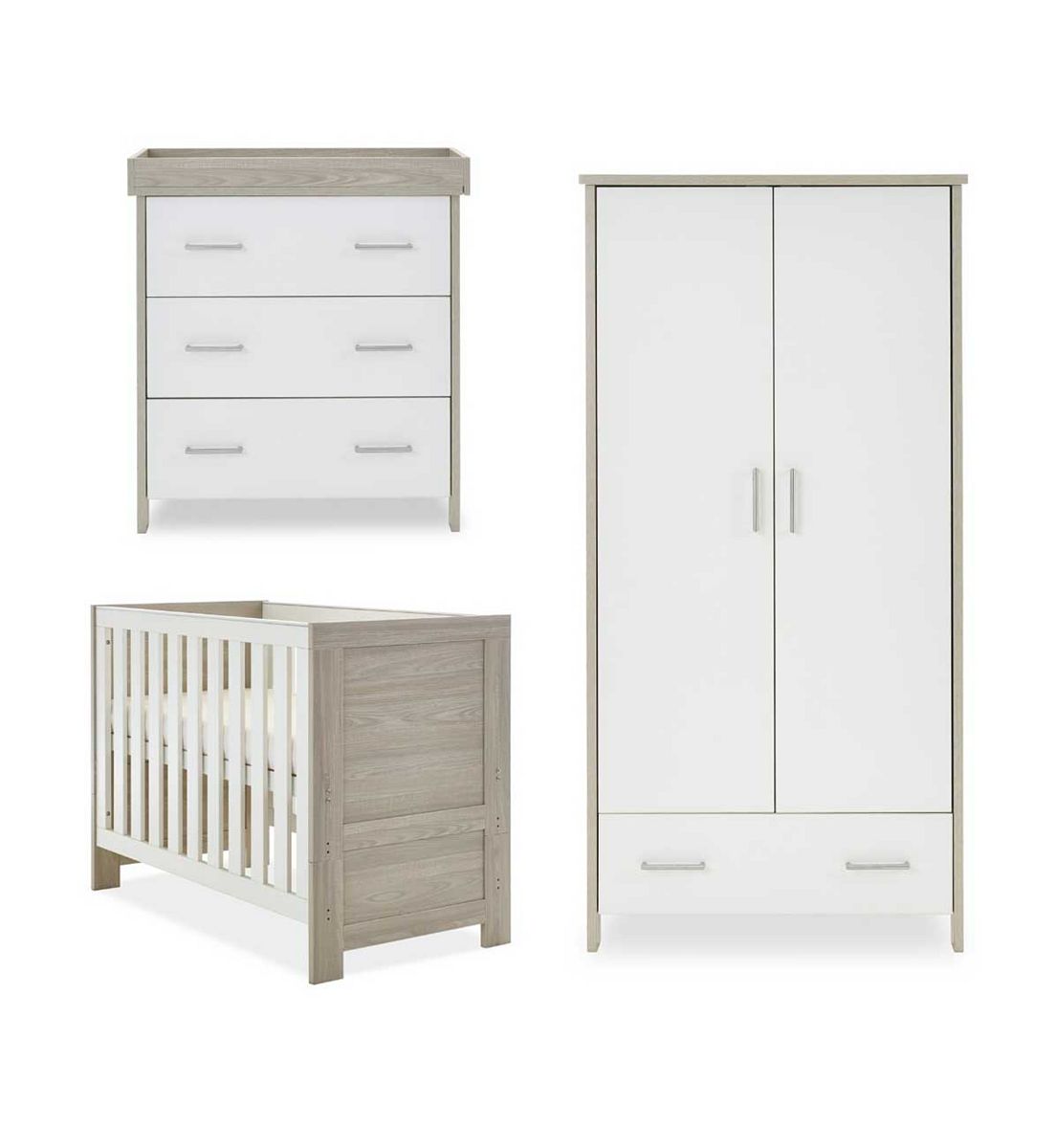 OBABY Nika Mini 3 Piece Room Set - Grey Wash & White