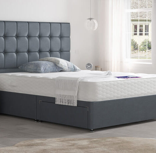 Ortho Support Foam Mattress + Premium Divan Bed, Teal, 4 Drawer, Double