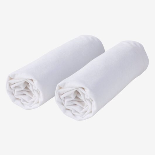 Pack of 2 waterproof mattress protectors in sponge towelling can be boiled white
