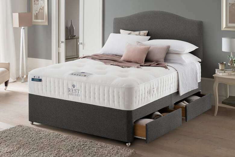 Rest Assured Northington 2000 Pocket Natural Mattress + Premium Divan Bed, Teal, 4 Drawer, King Size