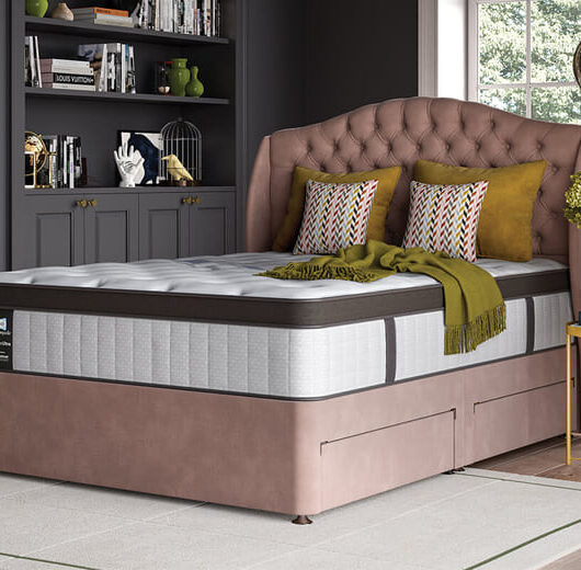 Sealy Arden Elevate Ultra Posturepedic Mattress + Premium Divan Bed, Teal, 4 Drawer, King Size
