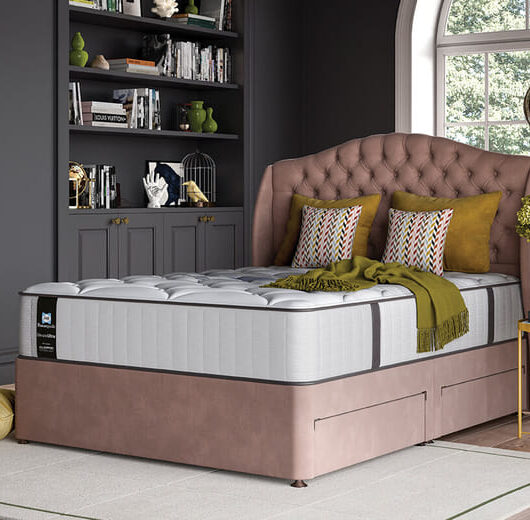 Sealy Webber Elevate Ultra Posturepedic Mattress + Premium Divan Bed, Teal, 4 Drawer, King Size