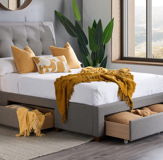 Shelby Grey Fabric Bed, King Size