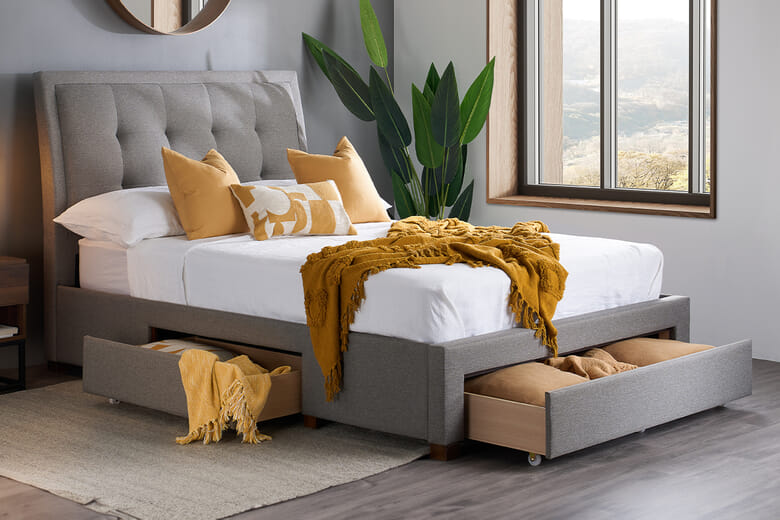 Shelby Grey Fabric Bed, King Size