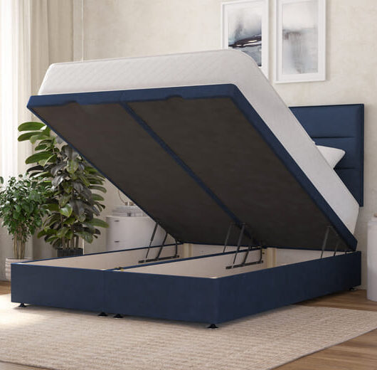 Shire Bed Company Memory Deluxe 1000 Mattress + Ottoman Divan Bed, Mink, End Ottoman, Double