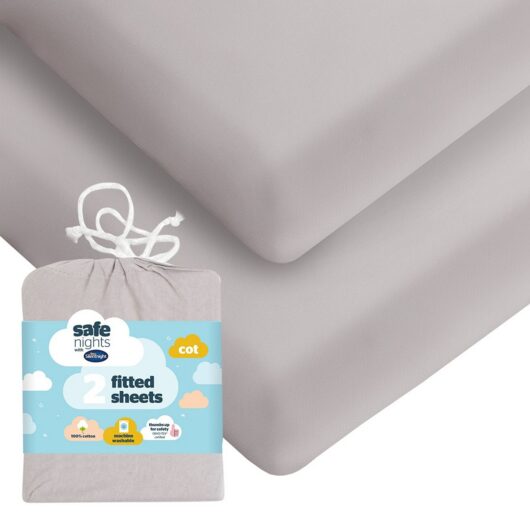Silentnight Safe Nights Fitted Sheet - Cot Bed Grey 2 Pack