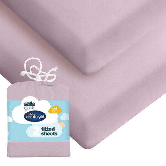Silentnight Safe Nights Fitted Sheet - Cot Bed Pink 2 Pack