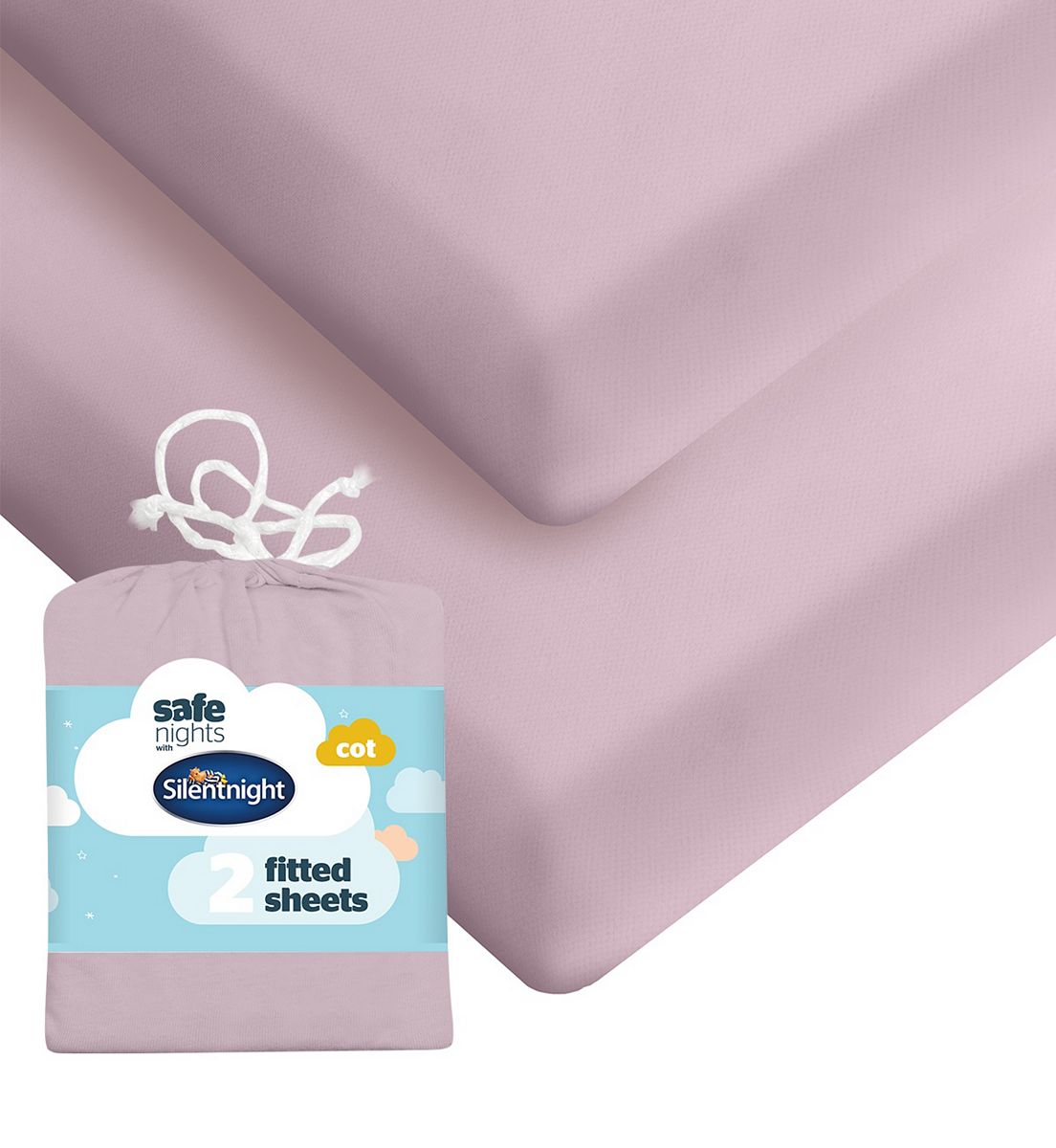Silentnight Safe Nights Fitted Sheet - Cot Pink 2 Pack