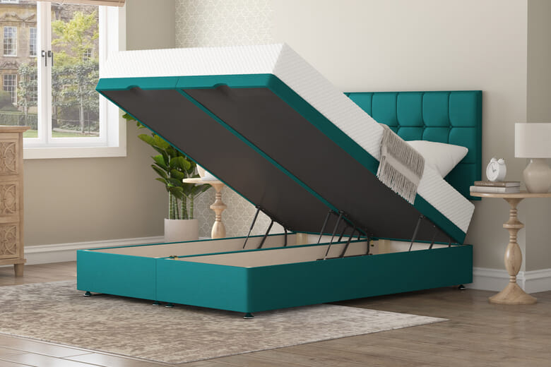 Simply Memory Pocket 1000 Hybrid Mattress + Ottoman Divan Bed, Mink, End Ottoman, Double