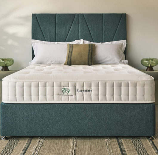 Sleepeezee Campaign for Wool Luxe 1200 Mattress + Premium Divan Bed , Teal, 4 Drawer, King Size