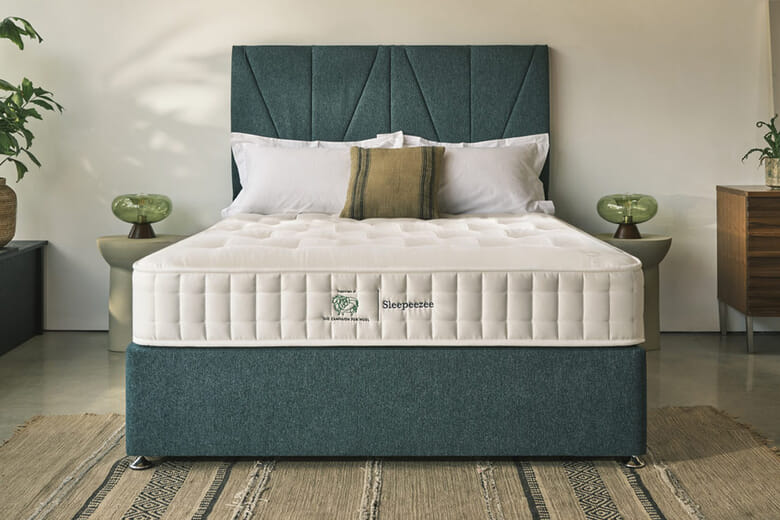 Sleepeezee Campaign for Wool Luxe 1200 Mattress + Premium Divan Bed , Teal, 4 Drawer, King Size