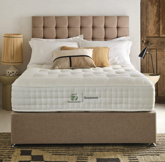 Sleepeezee Campaign for Wool Luxe 2800 Mattress + Premium Divan Bed, Teal, 4 Drawer, King Size
