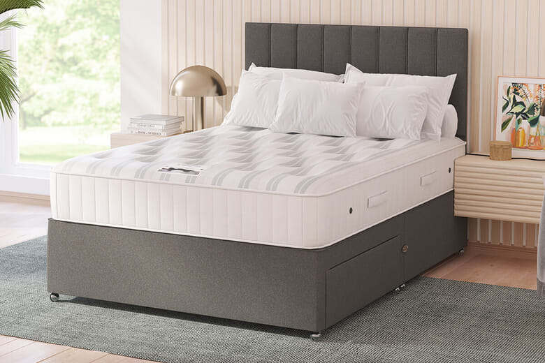 Sleepeezee Diamond Ortho Mattress + Premium Divan Bed, Teal, 4 Drawer, King Size