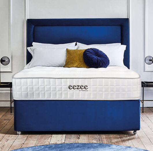 Sleepeezee Natural 2000 Pocket Latex Ortho Mattress + Premium Divan Bed, Teal, 4 Drawer, Double