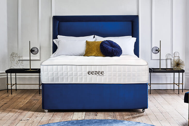Sleepeezee Natural 2000 Pocket Latex Ortho Mattress + Premium Divan Bed, Teal, 4 Drawer, Double