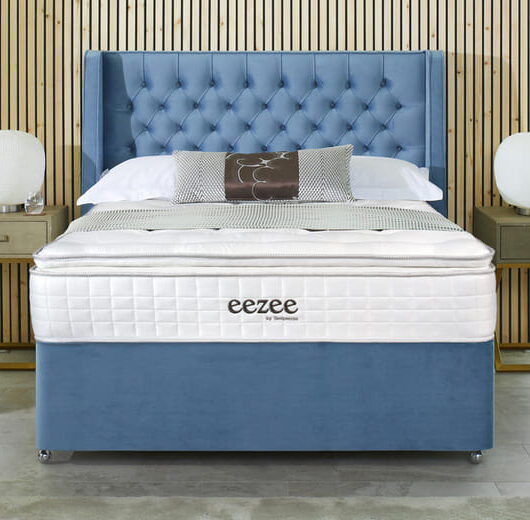 Sleepeezee Natural 3000 Pocket Latex Ortho Mattress + Premium Divan Bed, Teal, 4 Drawer, Double