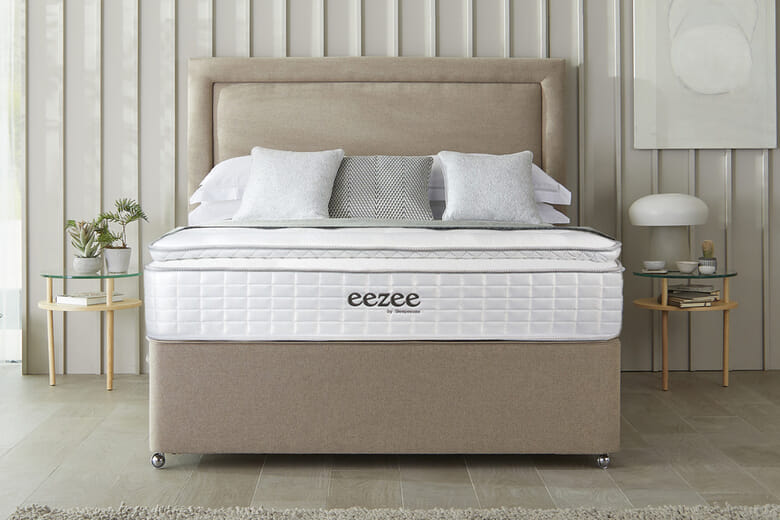 Sleepeezee Natural 4000 Pocket Latex Ortho Mattress + Premium Divan Bed, Teal, 4 Drawer, Double