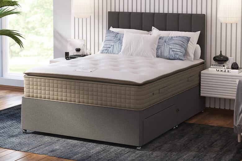 Sleepeezee Prestige Ortho Comfort Mattress + Premium Divan Bed, Teal, 4 Drawer, King Size