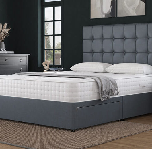 Spring King Backcare Ultimate 3000 Mattress + Premium Divan Bed, Teal, 4 Drawer, Double