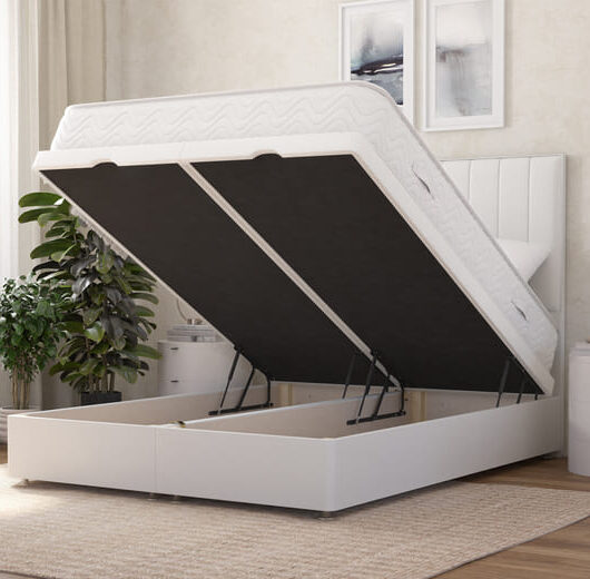 Spring King Madrid 1000 Pocket Mattress + Ottoman Divan Bed, Mink, End Ottoman, Single