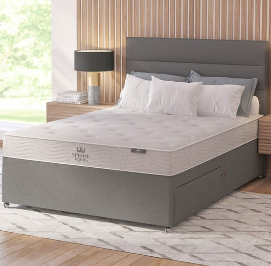 Spring King Premier Mattress + Premium Divan Bed, Teal, 4 Drawer, King Size
