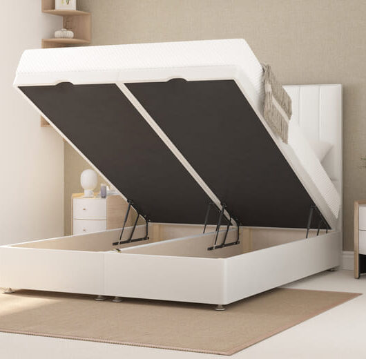 Super Firm Foam Mattress + Ottoman Divan Bed, Mink, End Ottoman, Double