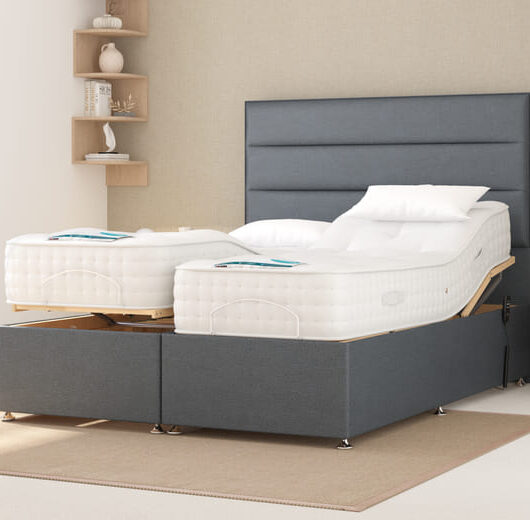 Uplift Rejuvenate 1000 Pocket Wool Adjustable Bed and Mattress Set, Silver, No Drawer, 75x200