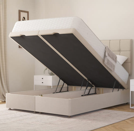 Zante Ortho Traditionally Sprung Mattress + Ottoman Divan Bed, Mink, End Ottoman, Small Double